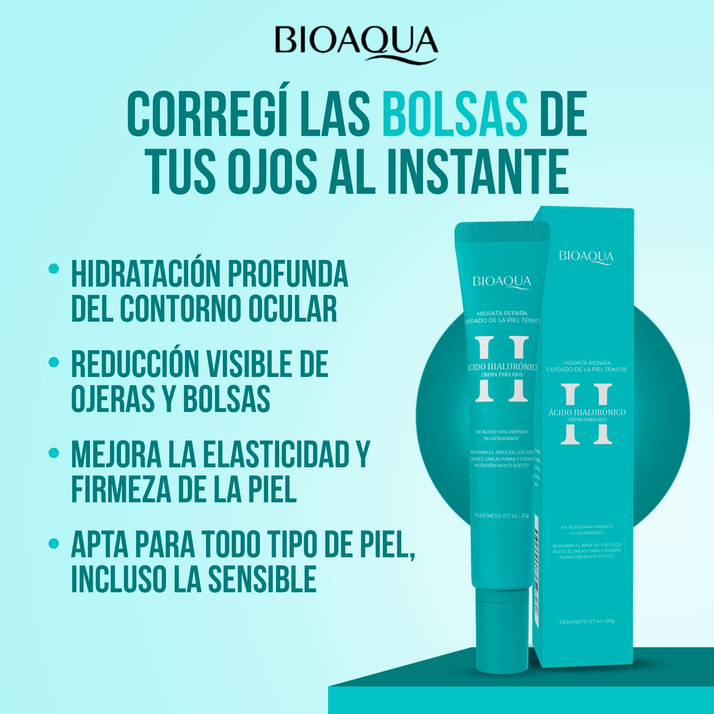 Bioaqua Crema de Ojos con Ácido Hialurónico