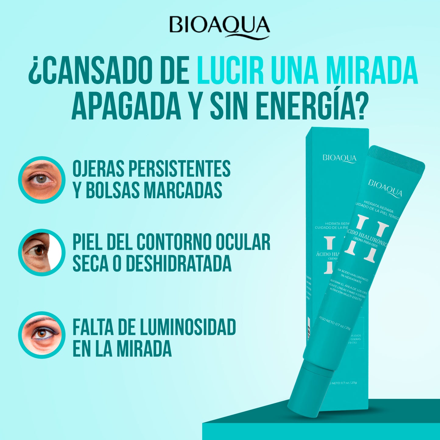 Bioaqua Crema de Ojos con Ácido Hialurónico