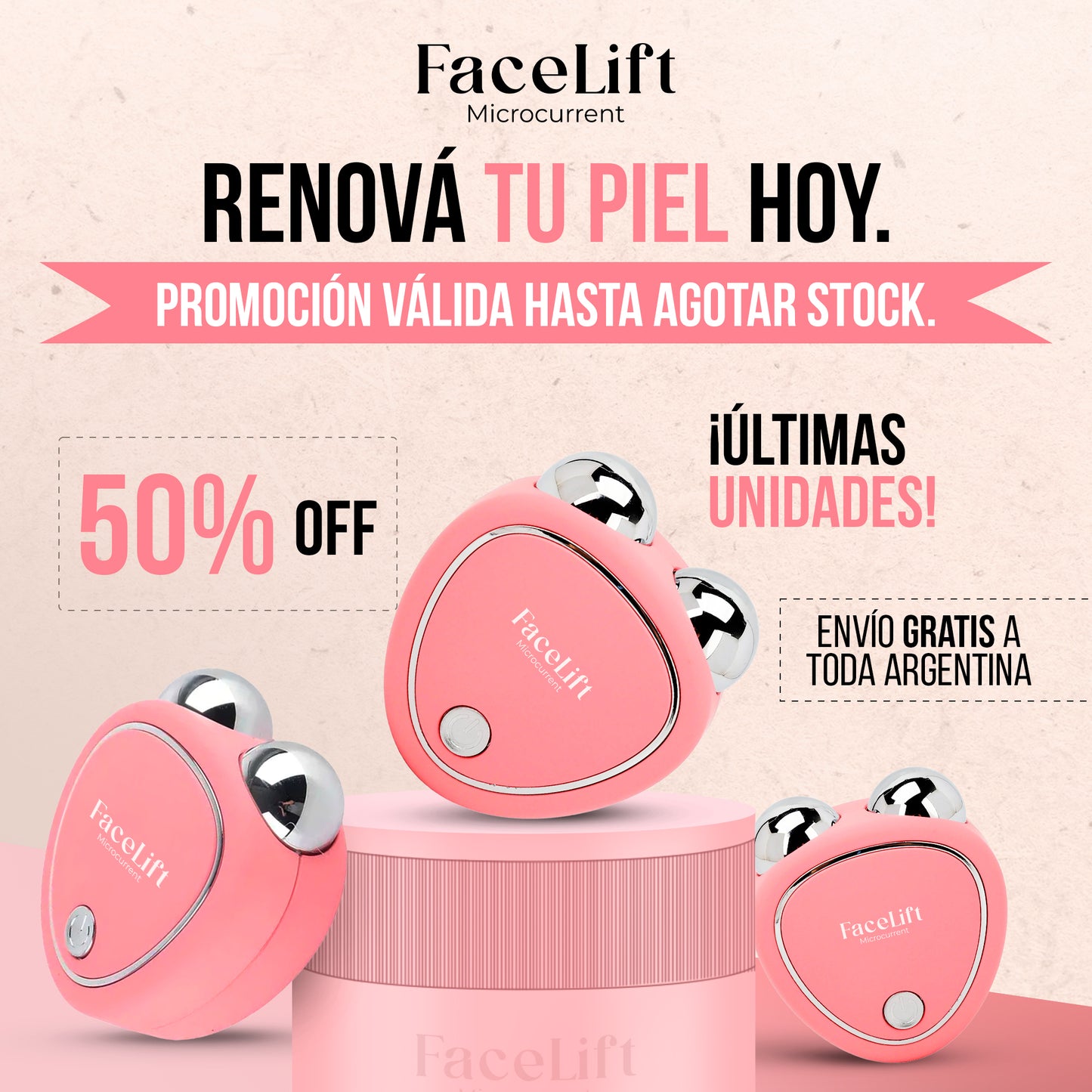 FaceLift - Masajeador Facial HV Microcorriente