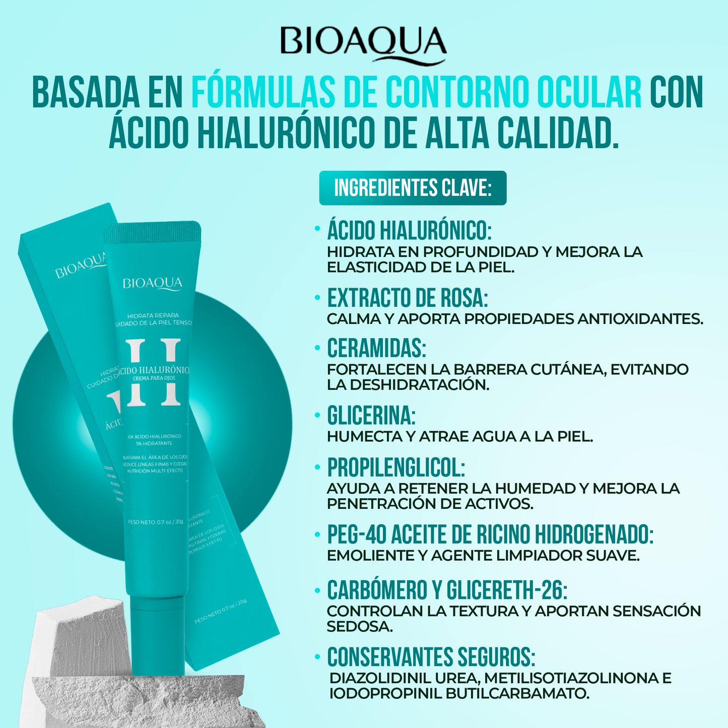 Bioaqua Crema de Ojos con Ácido Hialurónico
